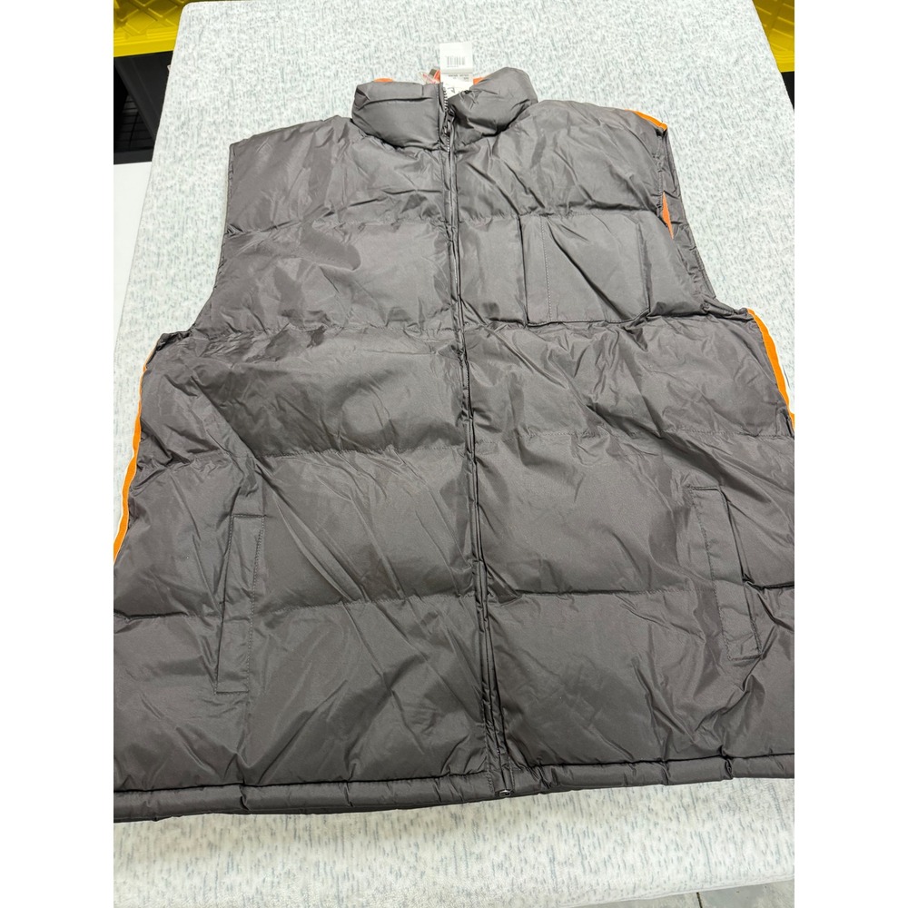 Pacific Flyer Mens Puffer Vest Brown Orange Stripe Fleece Lined 3X MJ6079XK-BR‎